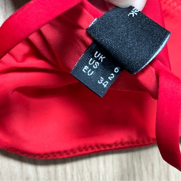 *NWOT Angelys Balek Cross Neck Wrap Front Bikini & String Brief in salsa - Picture 13 of 14